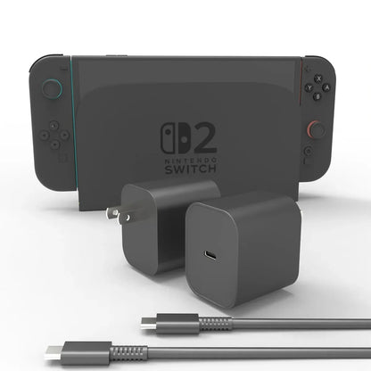Switch 2 60W Fast Charger – PD 3.0 Certified Power Adapter for NS2 Console, Rapid Gaming Charging