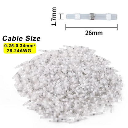 Waterproof Solder Seal Wire Connectors - Heat Shrink Tube Butt Splice Terminals for Secure Electrical Cable Connections