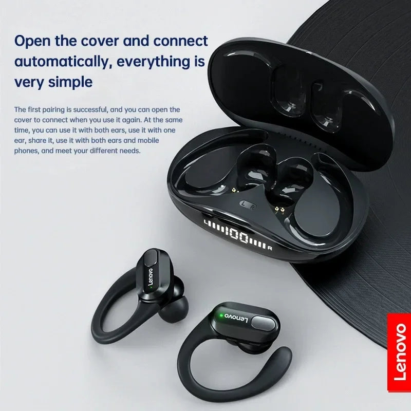 Lenovo XT80 Wireless Earbuds - Bluetooth 5.3 Earphones With Mic Noise Reduction Earhooks Waterproof Headset
