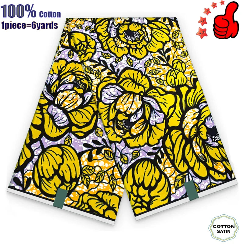 African Real Wax Fabric - High Quality 100% Cotton Ankara Pagne for Women’s Dresses
