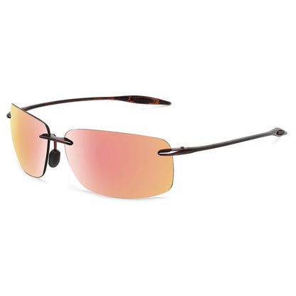 JULI The Matrix Classic Sports Rimless Sunglasses for Men - Orange Rectangle Ultralight Frame, UV400 Protection Driving Eyewear (MJ8009)