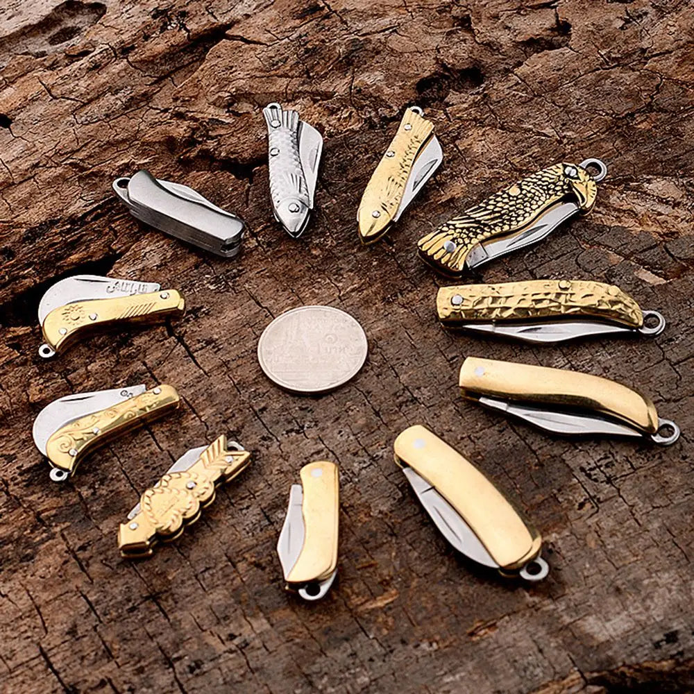 Stainless Steel Folding Knife Keychain - Multifunctional Portable Paring, Unboxing & Utility Tool