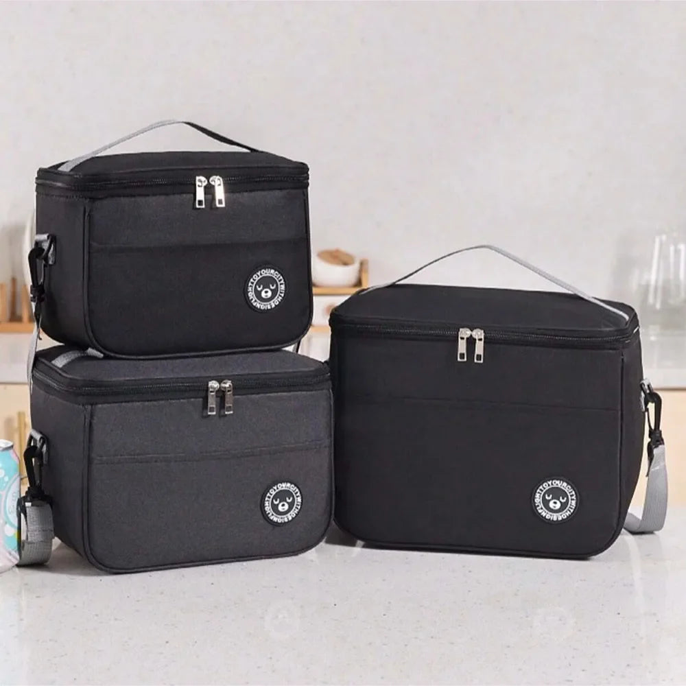 Insulated Handheld Lunch Bag with Shoulder Strap – Thickened Waterproof Student Lunch Box Tote