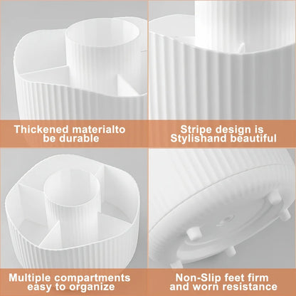 360° Rotating Makeup Brush Holder - 5 Slot Cosmetic Organizer for Brushes, Skincare & Vanity Storage