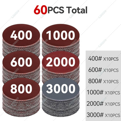 Car Detailing Headlight Restoration Sandpaper Discs – Hook & Loop Round Sanding Sheets for Metal & Wood Polishing Tools