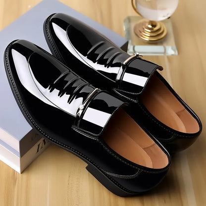 Men’s Patent Leather Pointed Toe Loafers - Luxury Business, Party & Wedding Slip-On Dress Shoes Plus Size