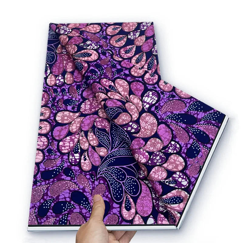 Grand African Glitter Wax Fabric - 6 Yards Soft Cotton Ankara Print Material for Nigerian Clothing