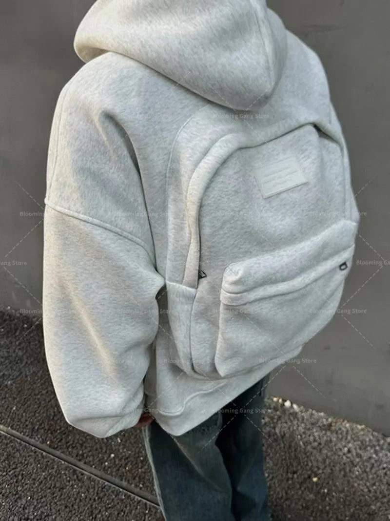 Y2K 3D Backpack Hoodie – Retro Punk Loose Streetwear Jacket for Men