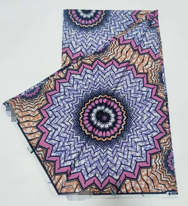 African Wax Print Fabric 6 Yards - Ghana Kente Design Ankara Kitenge Pagne