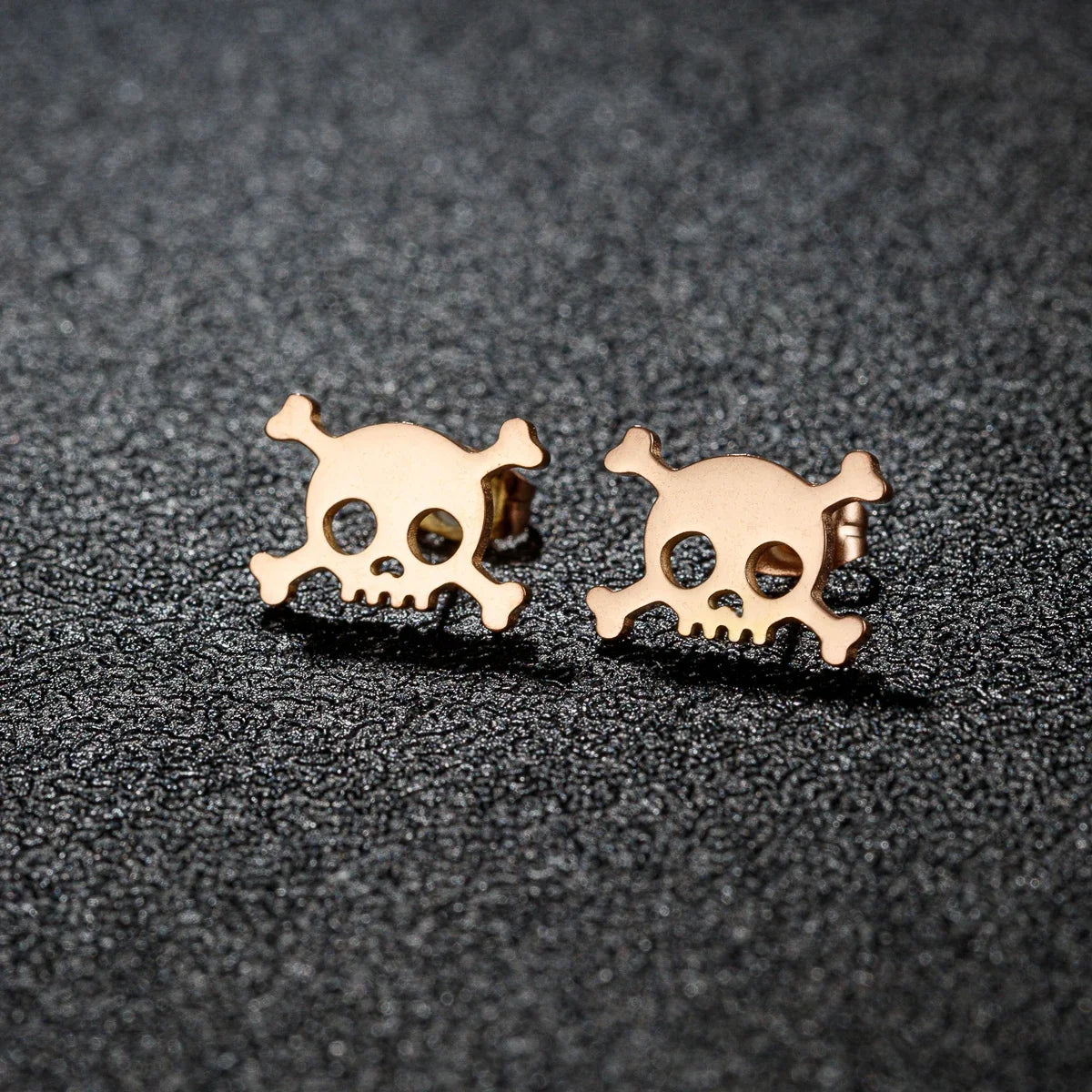 Mini Skull Stud Earrings for Men - Stainless Steel Gothic Halloween Jewelry