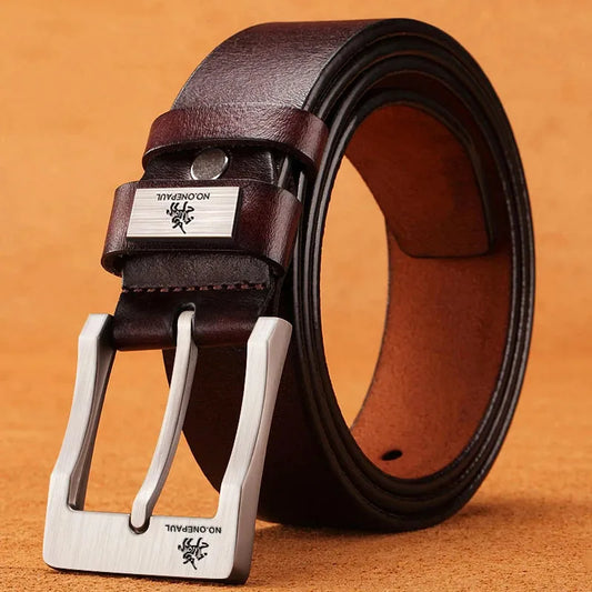 Genuine Leather Men's Belt - High Quality Cowhide Buckle Jeans Belt Casual Business Cowboy Waistband Fashion Accessory