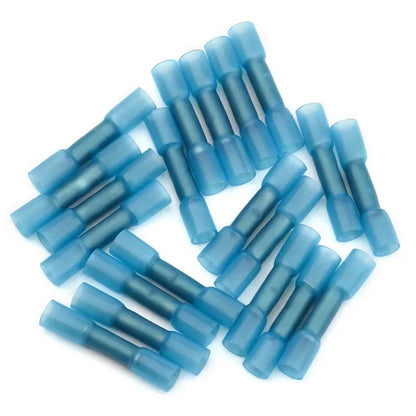 Blue Heat Shrink Butt Connectors - 25/50/100PCS Insulated Electrical Wire Crimp Terminals for 16-14 AWG Cable Repair & Splicing
