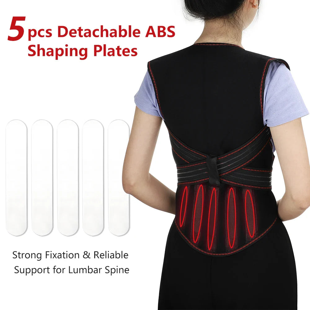 Tourmaline Magnetic Heated Vest — Self-Heating Thermal Waist Brace & Lumbar Support Corset for Posture Correction and Pain Relief
