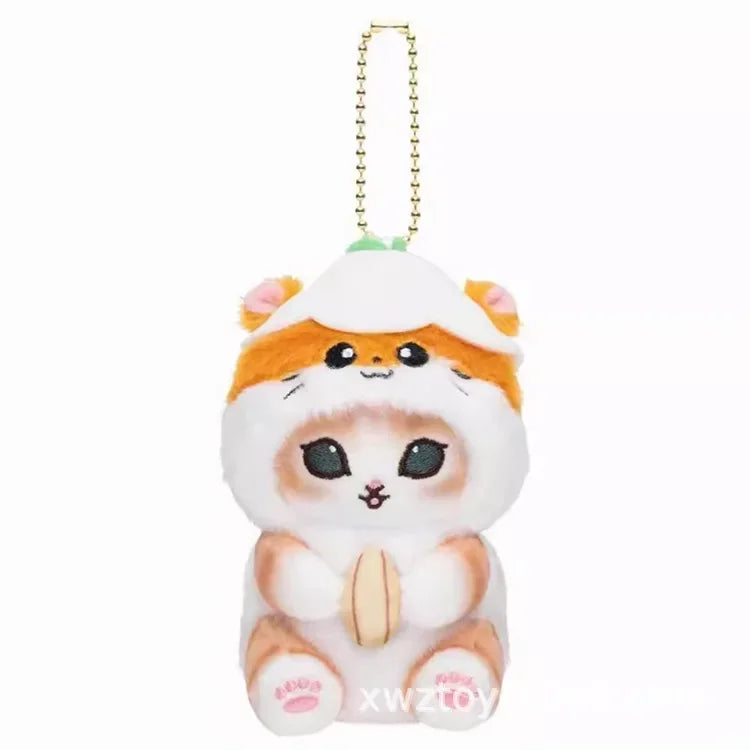 Hot Kawaii Plush Keychain Pendant — Mofusand Shark Cat & Cross-Dressing Hello Kitty/Kuromi Backpack Charm