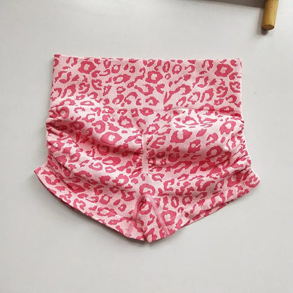 Women's Leopard Print Seamless Yoga Shorts - High-Waisted Butt-Lifting Fitness Workout Shorts
