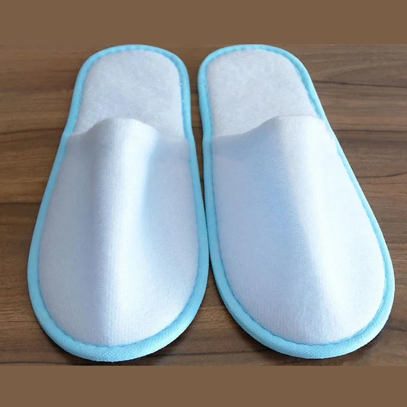 10 Pairs Plush Disposable Slippers - Soft Non-Slip Travel Hotel & Home Guest House Slides