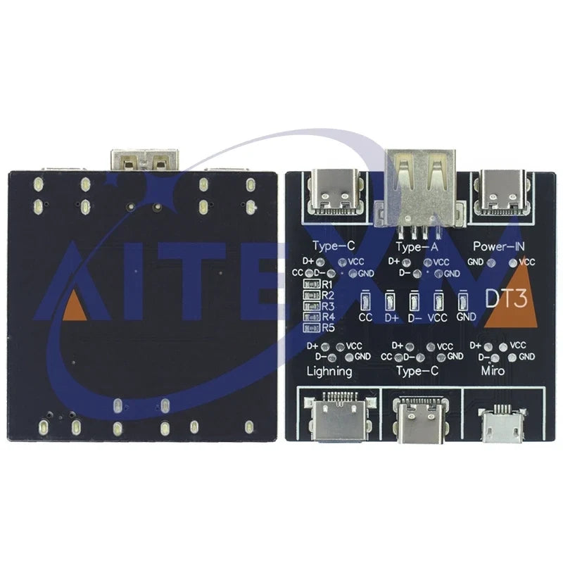 DT3 USB Cable Tester Type-C Micro USB Cable Detection Board - Short Circuit, Continuity & Switching Diagnostic Tool for iOS Android