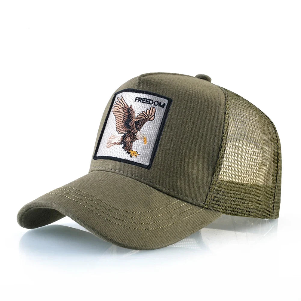 Goat Patch Trucker Cap - Embroidered Adjustable Snapback Baseball Hat for Men & Women