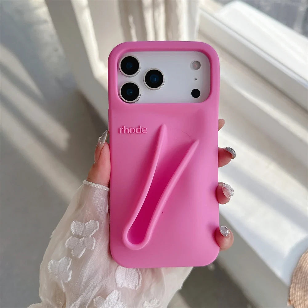 Silicone iPhone Case - 3D Toast Ribbon Espresso Cover for iPhone 12–17 Pro Max, Plus & Air