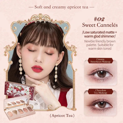 Flower Knows Moonlight Mermaid Eyeshadow Palette – 5-Color Matte, Shimmer & Glitter Waterproof Eye Shadow