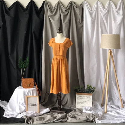 4x2.4M Polyester Photography Backdrop – White & Black Solid Color Studio Background Cloth for TikTok Live