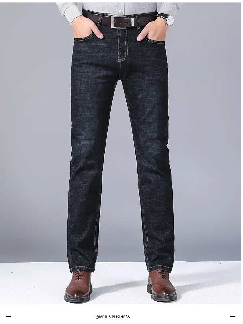 Men’s Classic Black Jeans — Soft Biker Denim Pants Jean Homme Pantalones Hombre Masculino Overalls, Sizes 32-38