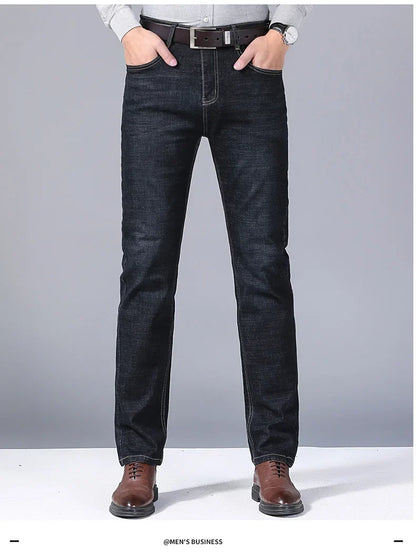 Men’s Classic Black Jeans — Soft Biker Denim Pants Jean Homme Pantalones Hombre Masculino Overalls, Sizes 32-38