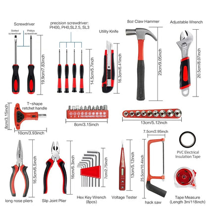 STOENGO Household Tool Kit Set - 19/43/108PCS DIY Hand Tools with Hammer, Screwdriver, Saw & Wrench