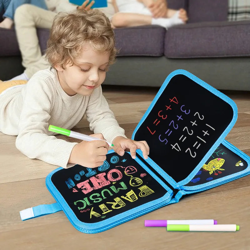 Erasable Doodle Book for Kids – Reusable Drawing Pad with 12 Watercolor Pens, Preschool Painting & Writing Set