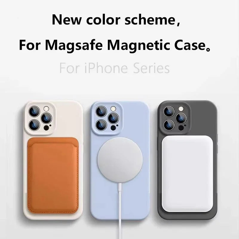 Original Liquid Soft Silicone Magsafe Case — Magnetic Wireless Charging Cover for iPhone 11–16 Pro Max