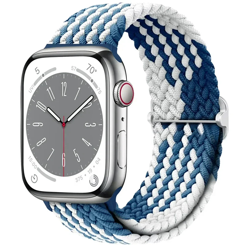 Braided Solo Loop Apple Watch Ultra Band – Elastic Nylon Sport Bracelet for iWatch SE, Series 3–9 (38mm–49mm) Strap