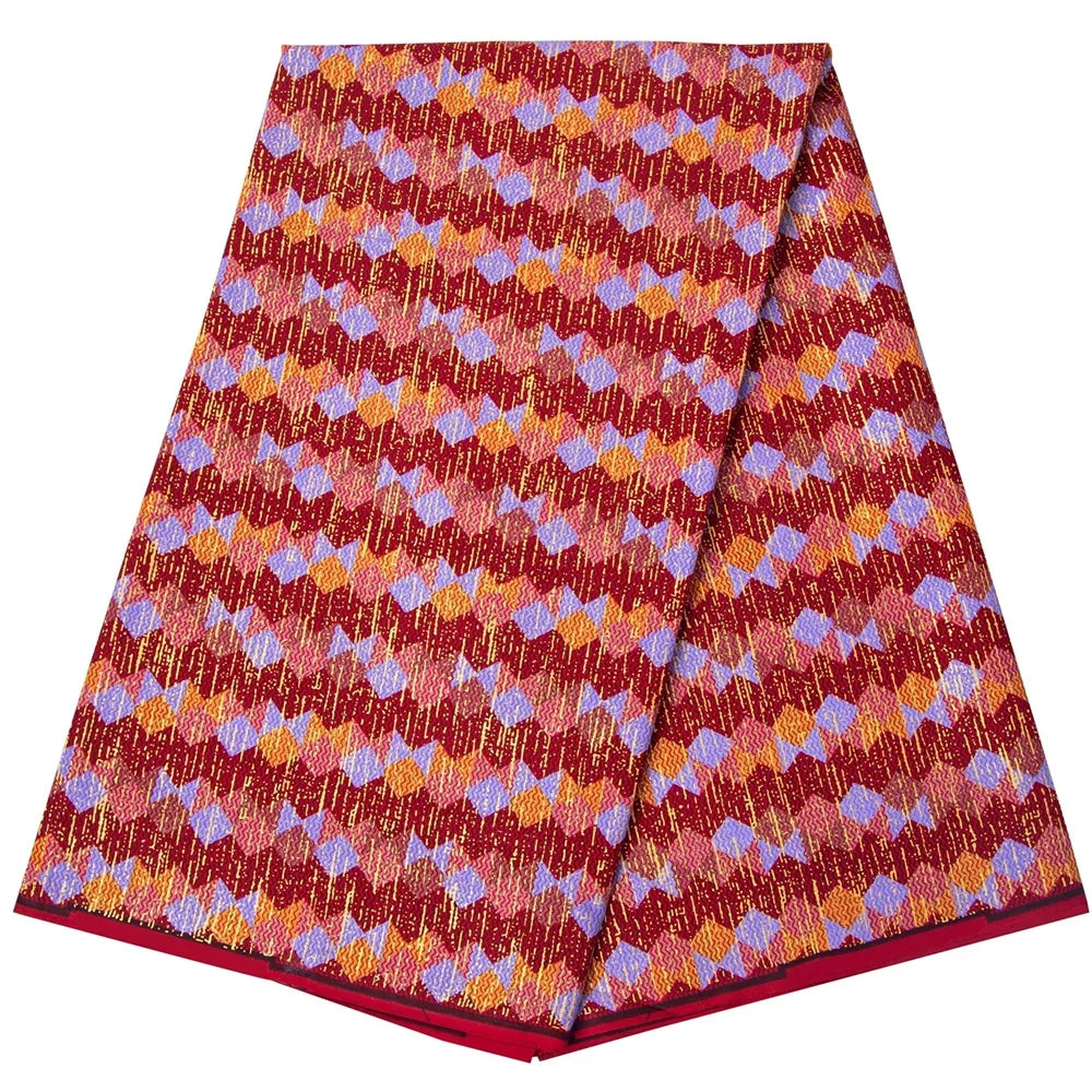 Shine African Ankara Wax Fabric - 6 Yards 100% Cotton Hot Stamping Print for Party Dresses, Sewing & Crafts