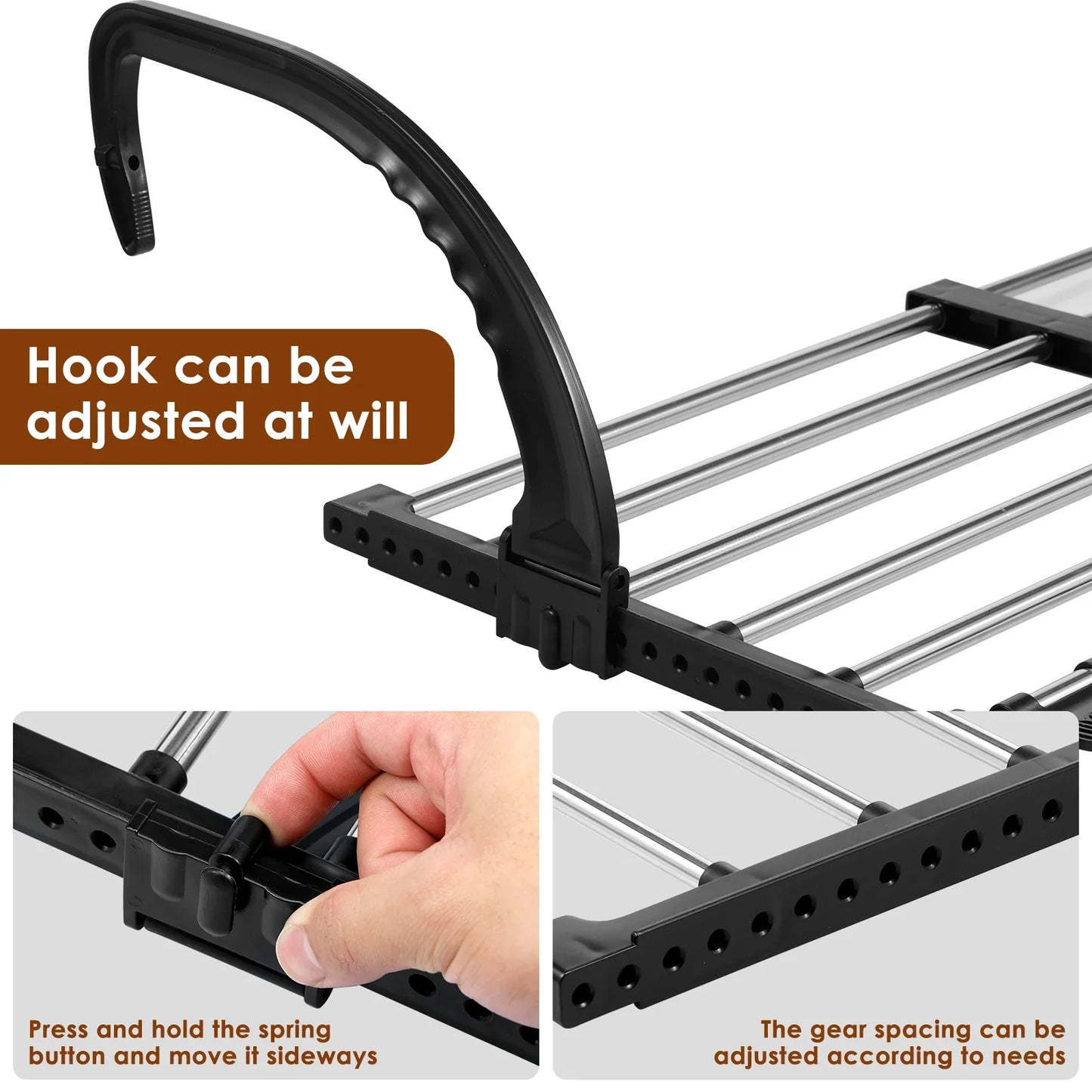 Foldable Radiator Drying Rack - Extendable Stainless Steel Clothes Hanger 42-72cm for Shoes, Towels & Balcony Drying