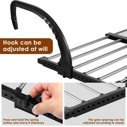 Foldable Radiator Drying Rack - Extendable Stainless Steel Clothes Hanger 42-72cm for Shoes, Towels & Balcony Drying