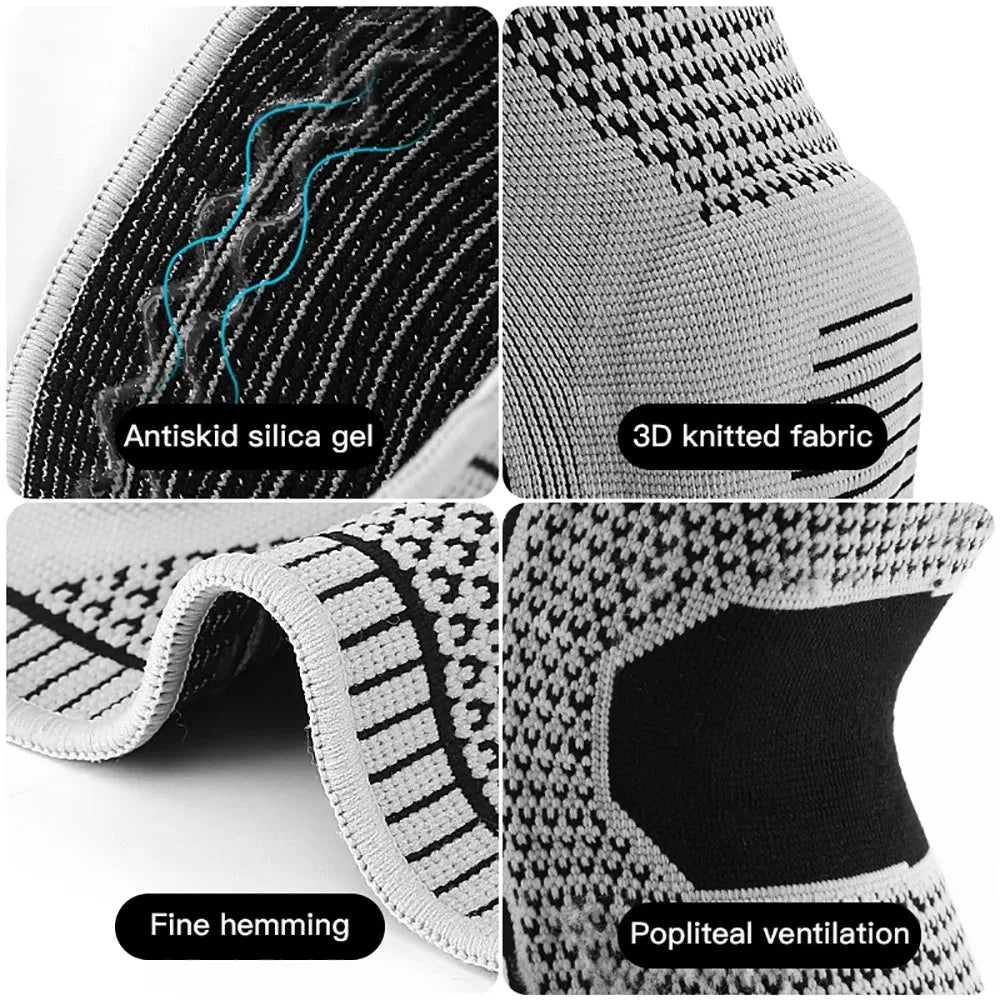 Silicone Knee Pads Strap – Patella & Meniscus Support Compression Brace for Running and Sports