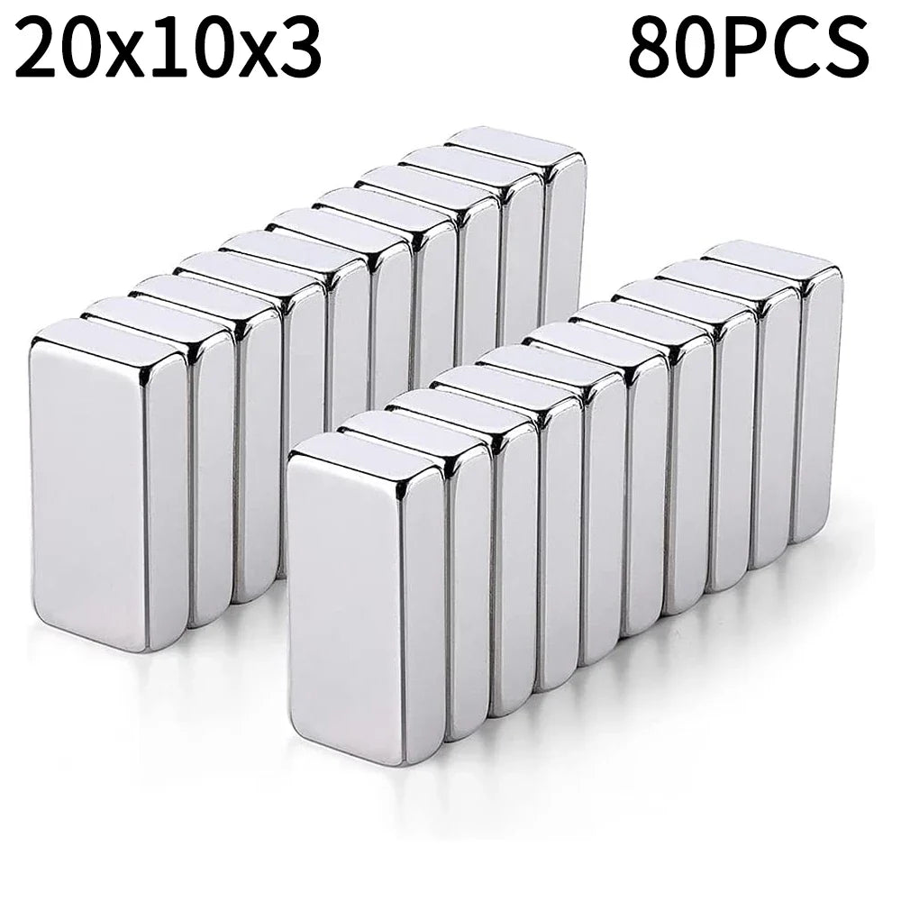 Super Strong Square Block Magnets Set - 20-100 PCS Powerful Neodymium Magnets for DIY & Refrigerator Use