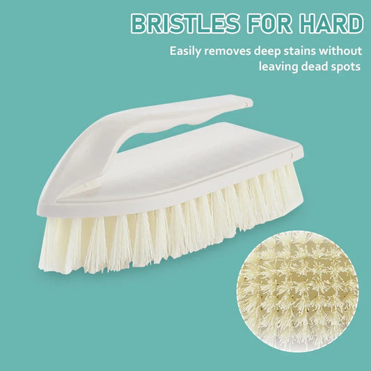 Plastic Scrubbing Brush with Handle - Stiff Bristle Non-Slip Cleaning Brush for Kitchen, Bathroom & Car Care