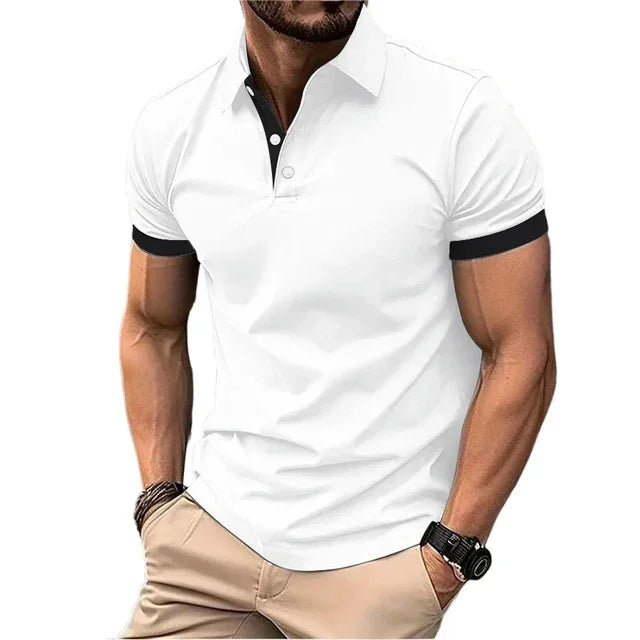 Men's Color Block Polo Shirt - Casual Slim Fit England Style Short Sleeve Streetwear Polo