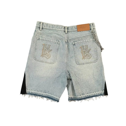Unisex Y2K Rock Hip Hop Patchwork Denim Shorts – Retro Cartoon Pattern Baggy Casual Basketball Fitness Shorts