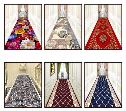 Luxury Chinese Classical Corridor Rug – Crystal Velvet Soundproof Washable Carpet for Villa, Hotel & Living Room