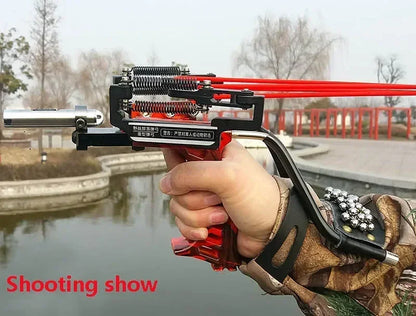 Powerful Metal Slingshot Catapult – Laser Spring Design with Magnetic Wrist Support, Outdoor Hunting & Fishing Sports Shooting Tool