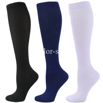 3 Pairs Knee High Compression Socks – Anti-Fatigue Support Stockings for Varicose Veins, Pain Relief & Sports Recovery (Men & Women)