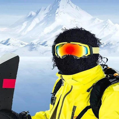 Distressed Knitted Balaclava Mask - Windproof Full Face Ski Hood for Cold Weather Outdoor Wear