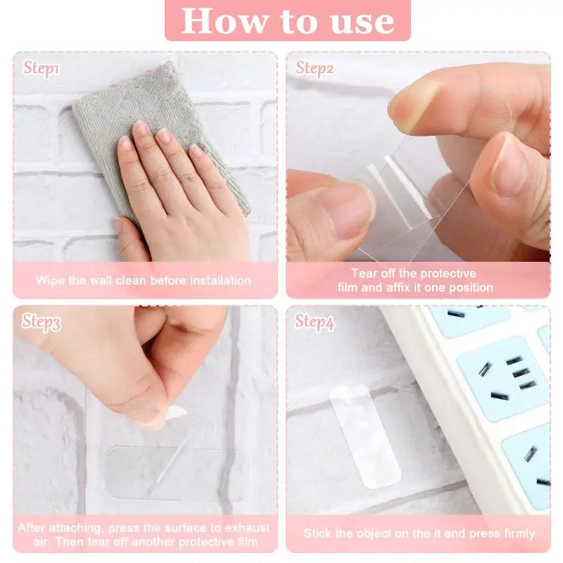Nano Double Sided Adhesive Tape - Reusable Waterproof Transparent Wall Mount Sticker with Strong Grip
