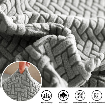 Elastic Jacquard Sofa Seat Cover – Solid Grey Washable Stretch Furniture Protector for Living Room Couch & Sectional Cushion