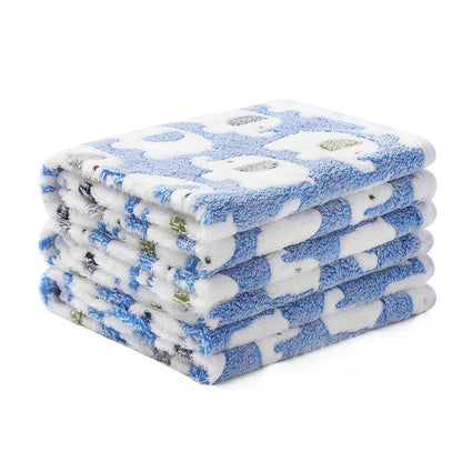 Soft Fluffy Pet Bed Mat - Cute Paw & Elephant Pattern Travel Blanket for Warm Dog and Cat Comfort