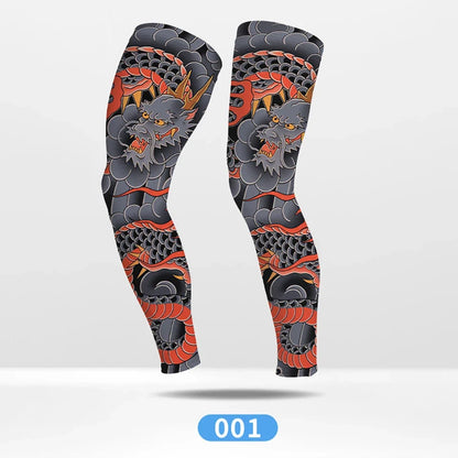 KoKossi Tattoo Print Leg Sleeves - Ice Silk Breathable Non-Slip Compression Sleeves