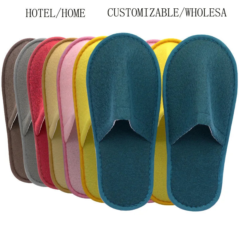10 Pairs Plush Disposable Slippers - Soft Non-Slip Travel Hotel & Home Guest House Slides