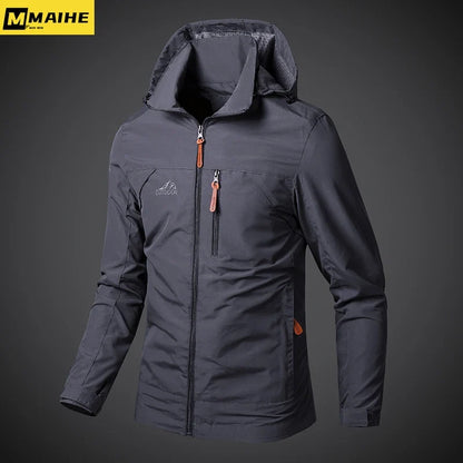 Men’s Waterproof Military Windbreaker Jacket - Hooded Autumn Outdoor Hiking, Biking & Casual Bomber Coat