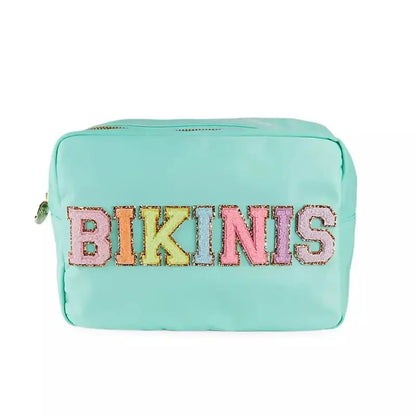Multi-Color Nylon Cosmetic Bag - Large Zipper Makeup Pouch & Toiletry Organizer for Women and Girls